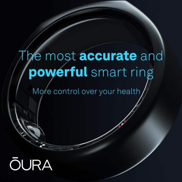 A high-fidelity close-up of a smart ring featuring clean typography that emphasizes health data accuracy and personal control.